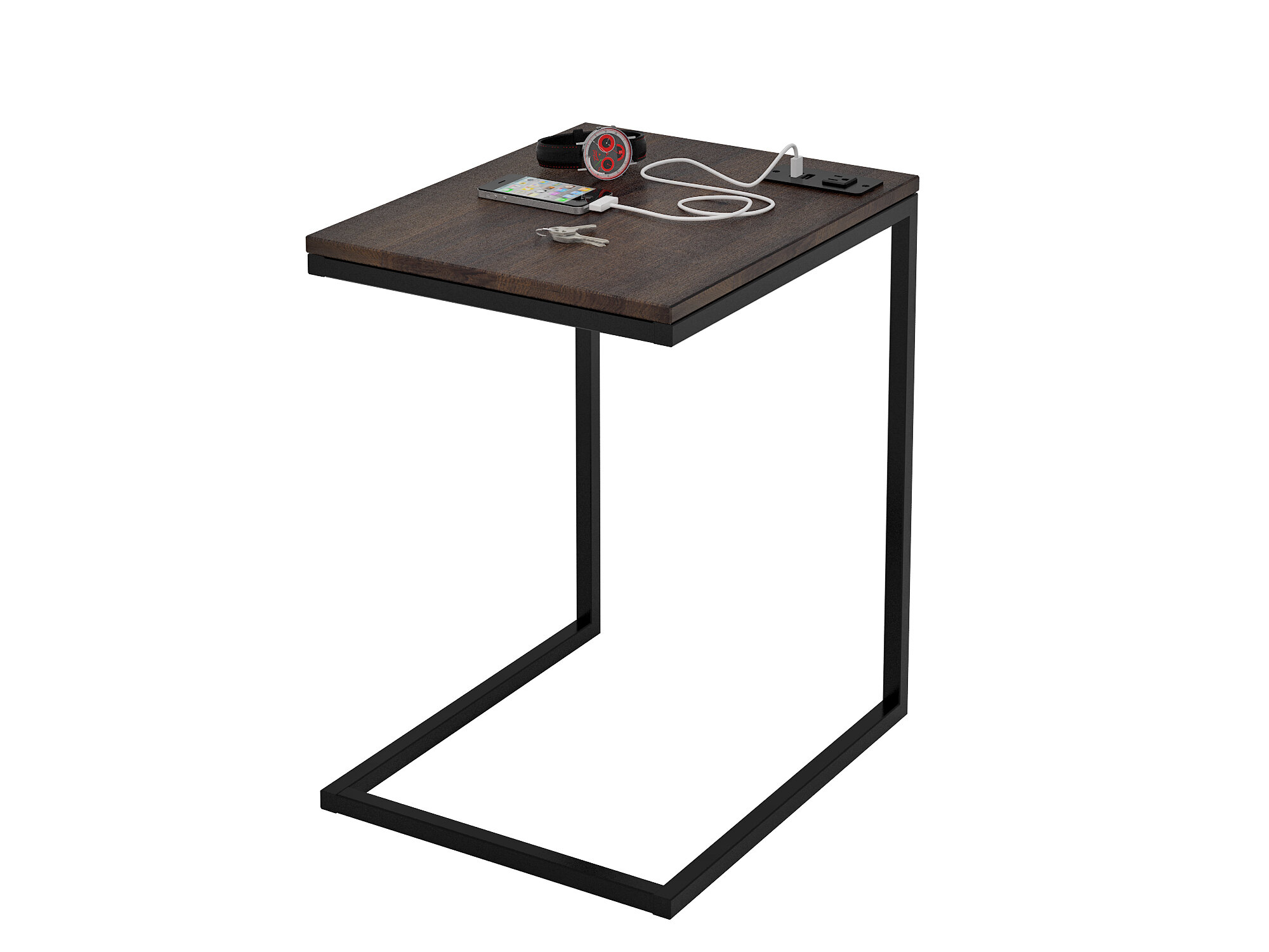 End Table With Charging Station, White End Table With Built In Lamp And Usb Port Black