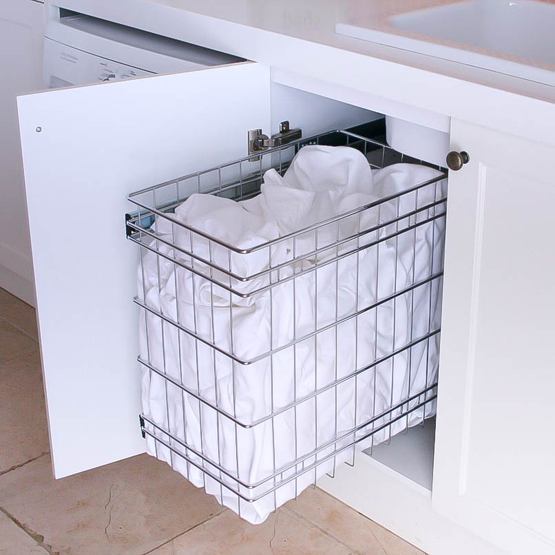 Pull Out Laundry Hampers Visualhunt, Tall Bathroom Cabinet With Built In Laundry Basket
