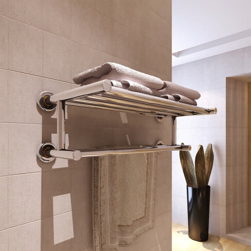 Stainless Steel Wall Mounted Bathroom Towel Rack Rail Holder Storage Shelf Trend 