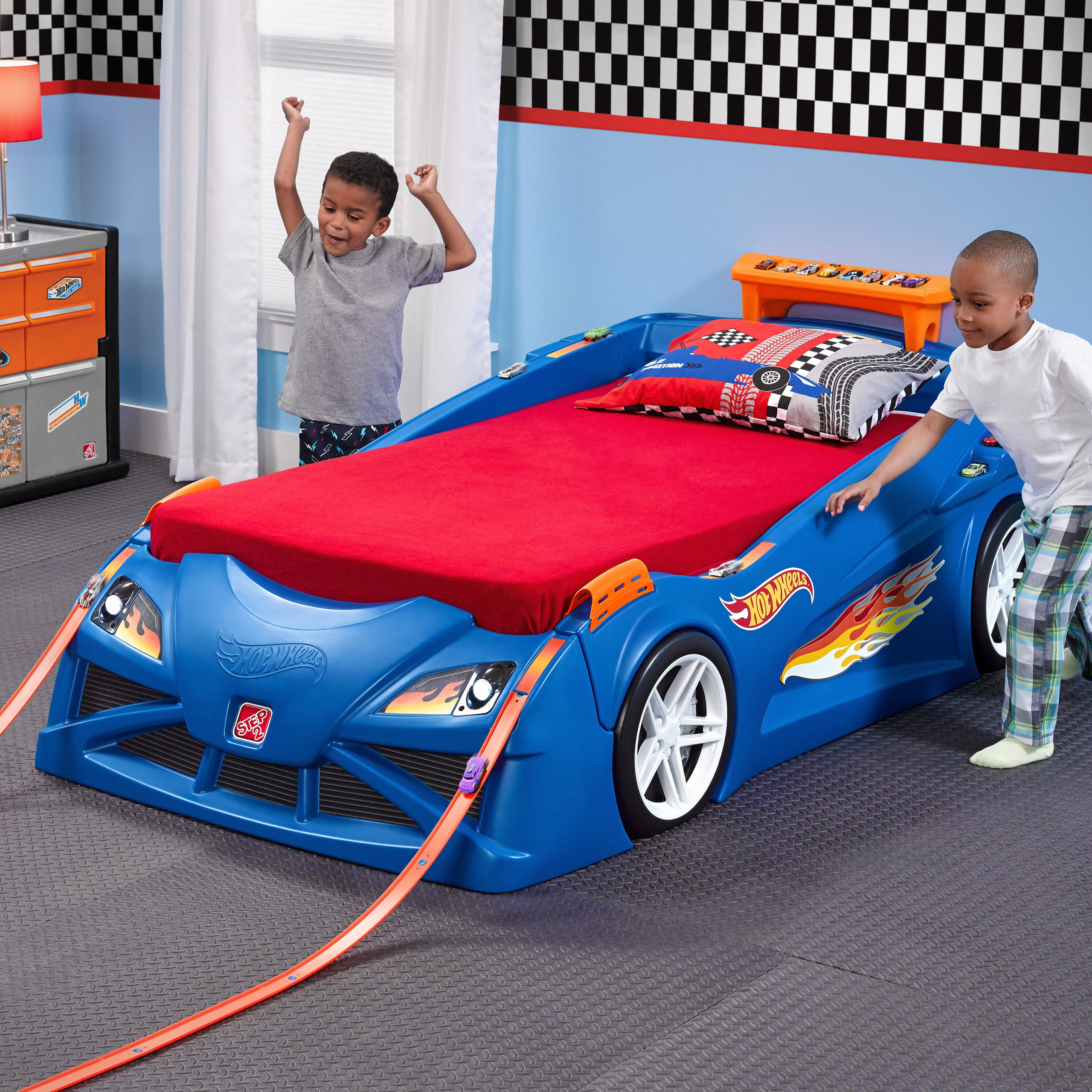 Details about   Racing Car Bed Speed 2 colours Childrens Boys Junior Bed with mattress 140x70cm 