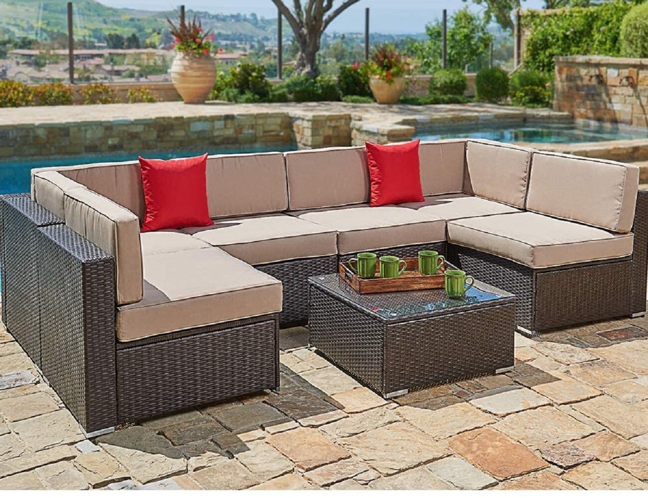 2 Person Patio Furniture 44.5 inch Double Sofa Chair Garden Bench Outdoor 