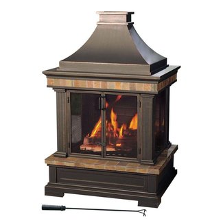 Sunjoy Amherst 35 in. Wood-Burning Outdoor Fireplace-L ...