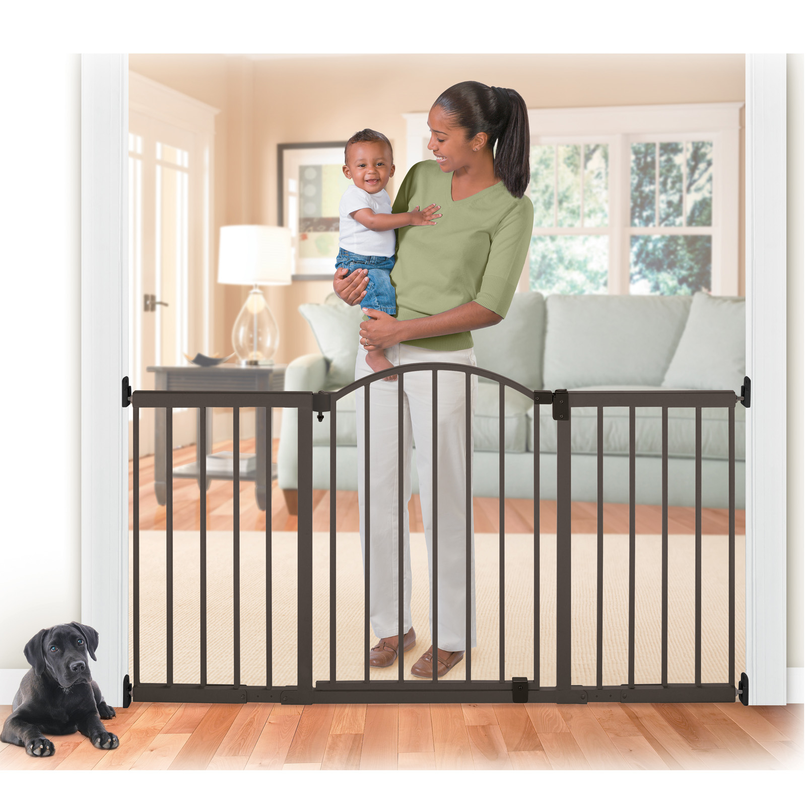 Extra-Wide Baby Gate Pet Swing Door Dog Toddler Child Stairs Walk-Thru Safe Home 