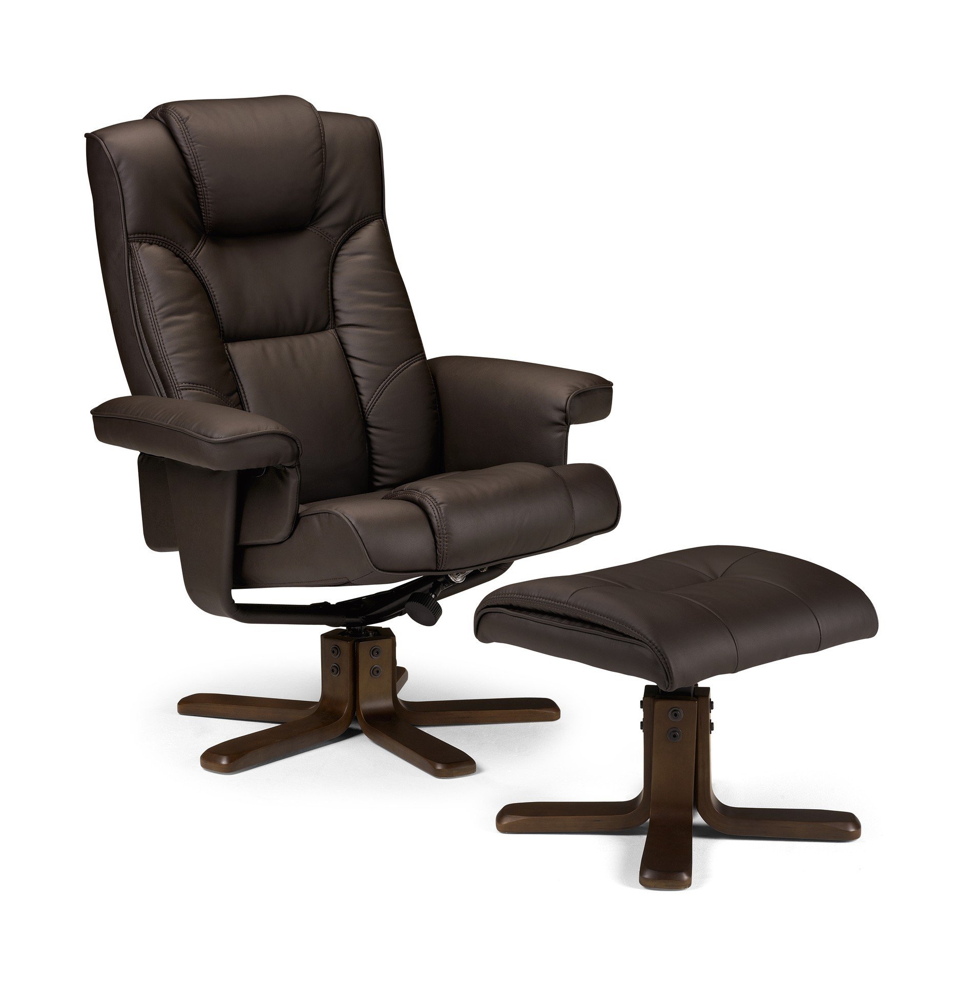 real leather swivel recliner chair and stool