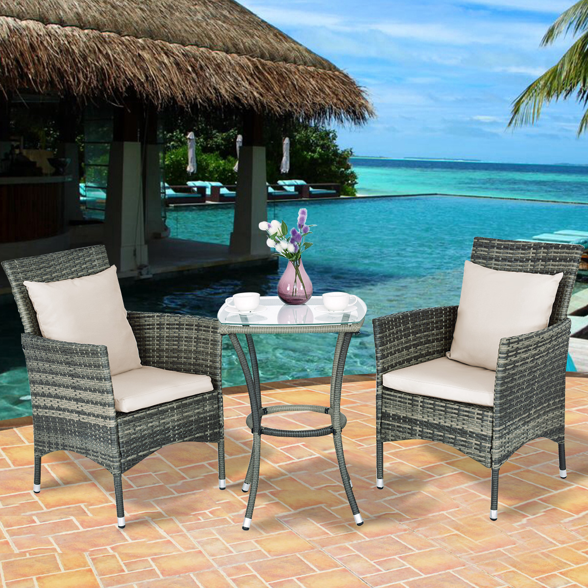 3 Piece Wicker Patio Set - VisualHunt