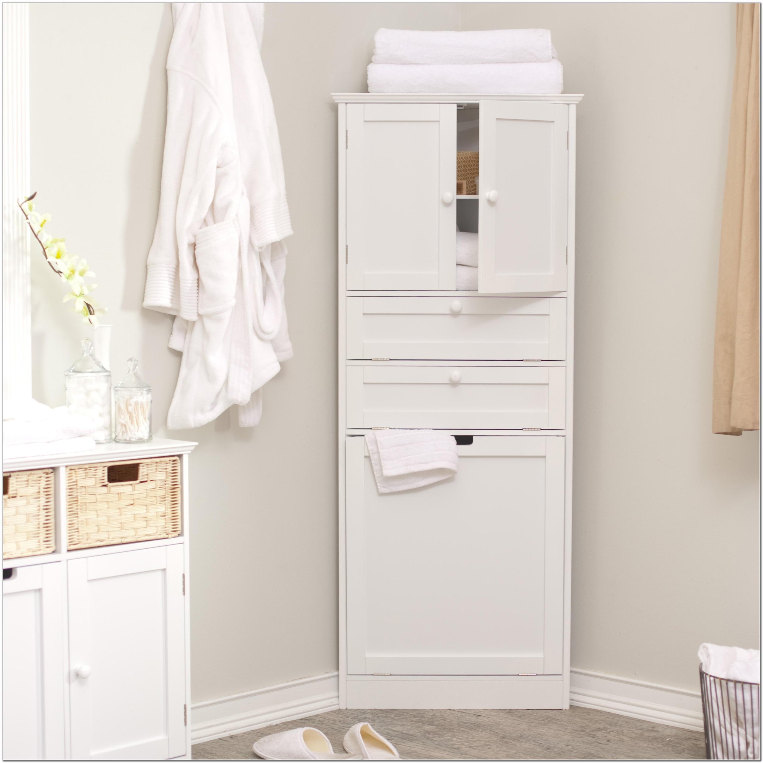 Bathroom Storage Cabinet With Hamper Everything Bathroom