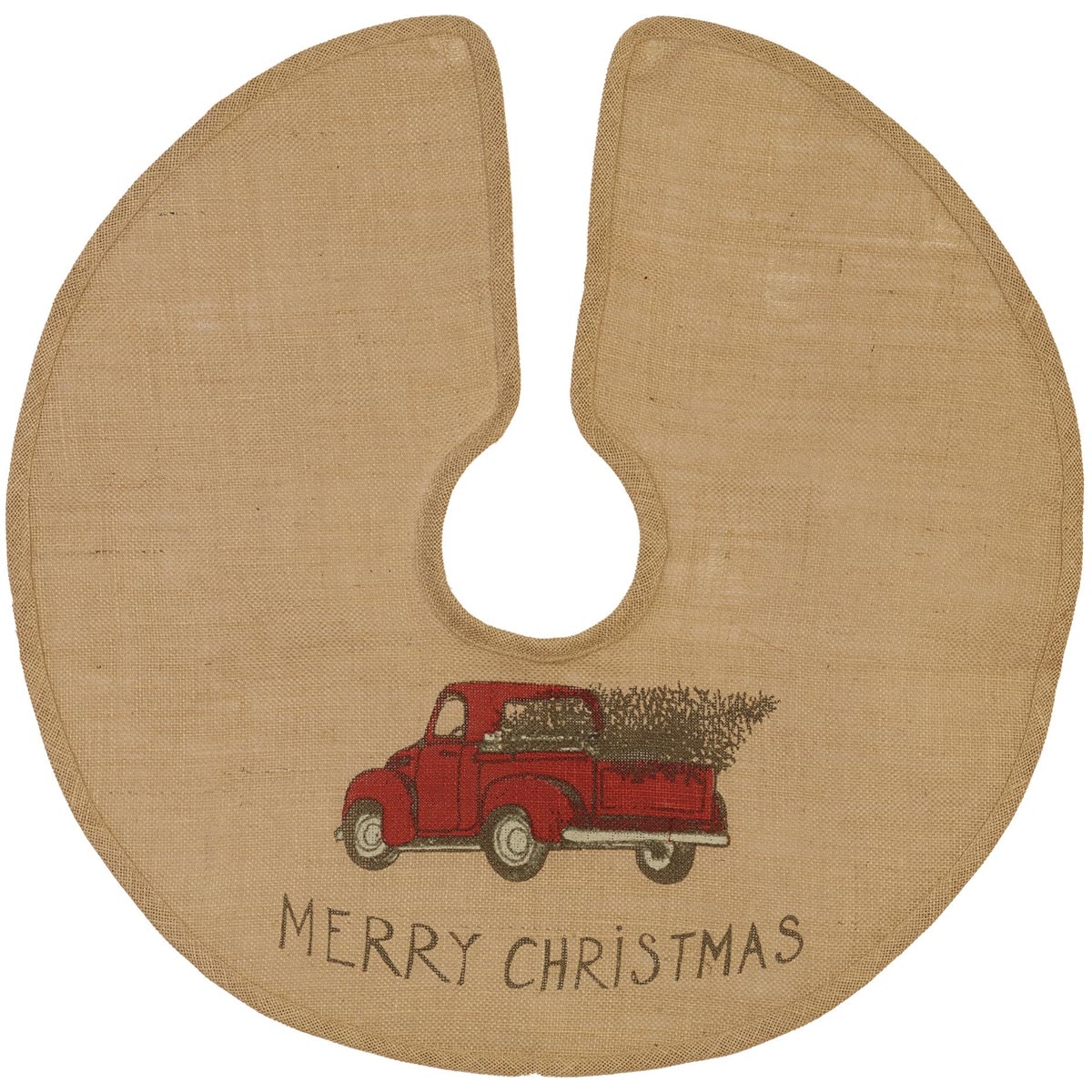The Country House Christmas Red Truck Burlap Tree Skirt