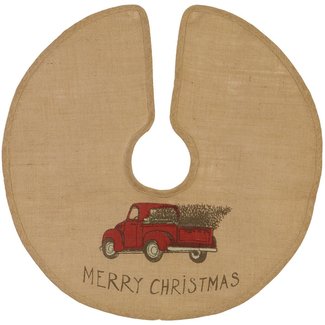 The Country House Christmas Red Truck Burlap Tree Skirt