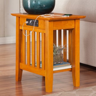Three Posts Danube Side Table with Charging Station ...