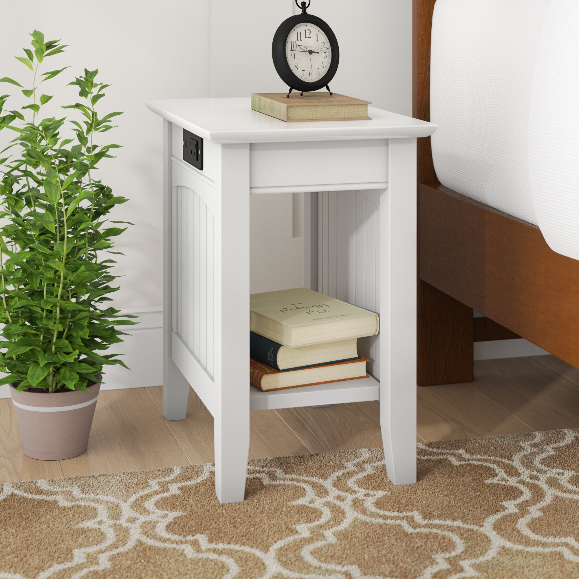 Atlantic Furniture Nantucket End Table With Charging Station In ...