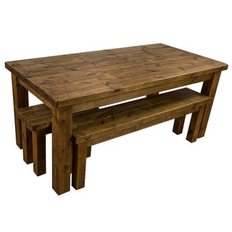 Tortuga Rustic 6x3 wooden farmhouse dining table with 2 ...