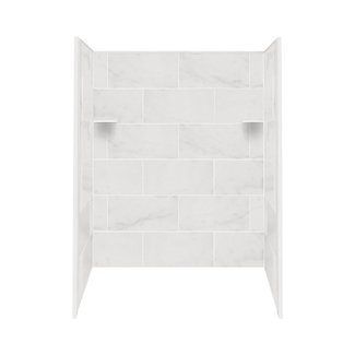Transolid RBE6026-91 Solid Surface Tub/Shower Wall Kit, 32-Inch x 60-Inch x 60-Inch, White Carrara