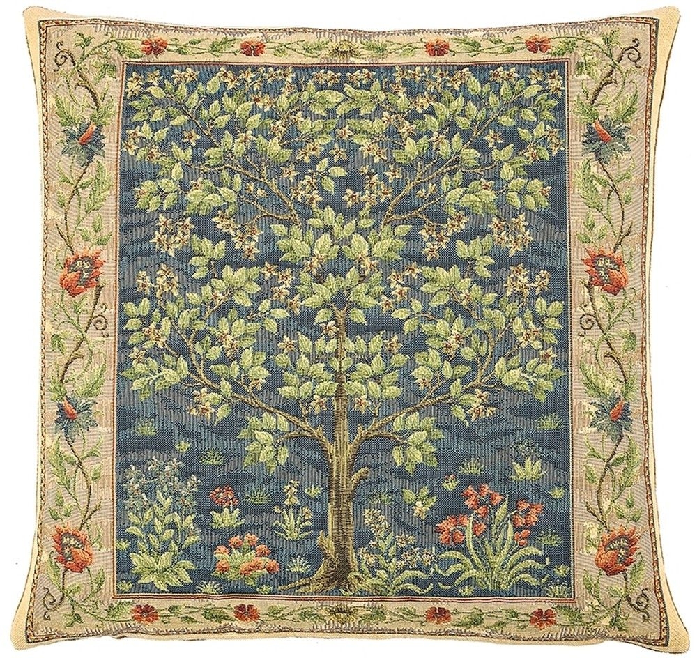 Tree of Life - Blue Tapestry Cushion | Luxury Tapestries
