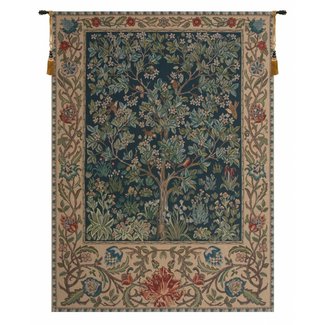 37/" 94CM TREE OF LIFE BEIGE WILLIAM MORRIS DESIGN TAPESTRY WITH WALL HANGING ROD
