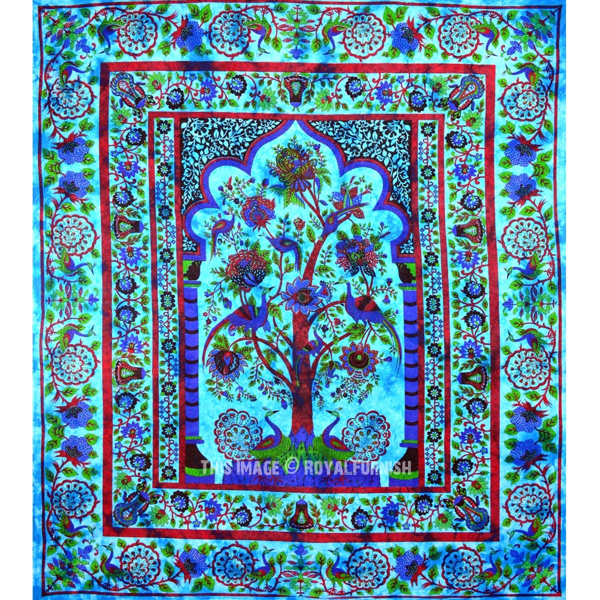 Turquoise Queen Tree Of Life Hippie Wall Tapestry Bedding ...