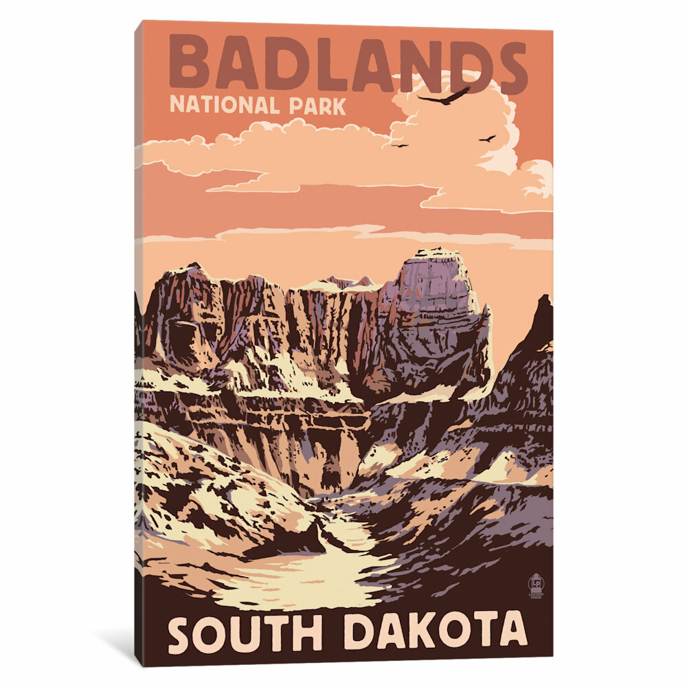 'U.S. National Park Service Series: Badlands National Park (Castle Rock)' Vintage Advertisement on Canvas