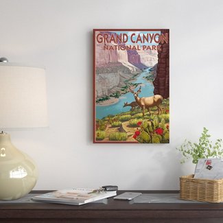 Grand Canyon National Park Retro Travel Stretched Canvas Wall Art