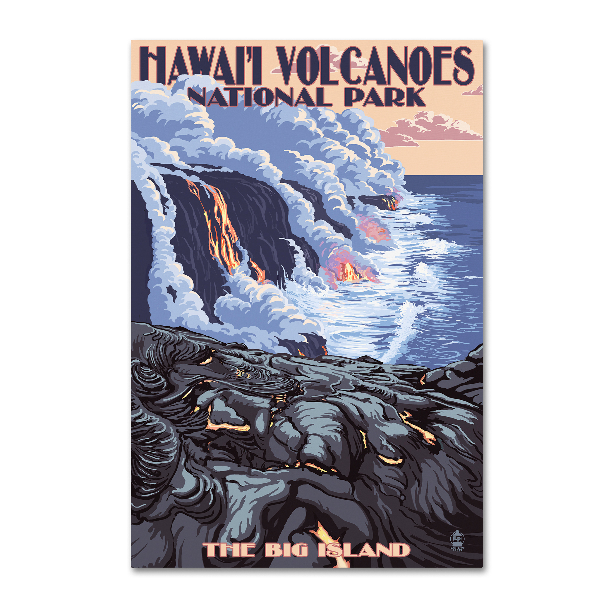 'U.S. National Park Service Series: Hawai'i Volcanoes National Park (Flowing Lava)' Vintage Advertisement on Canvas