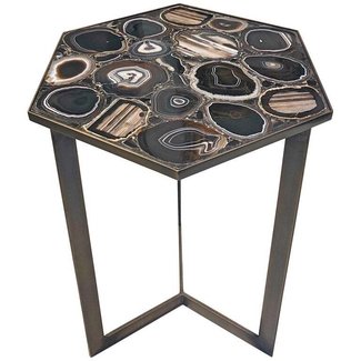 Unique Agate Stones Mosaic Side Coffee Table For Sale at