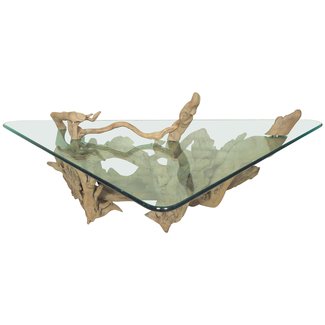 Unique Driftwood Glass Coffee Table For Sale at 1stdibs
