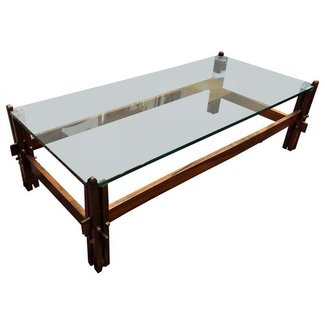 Unique Midcentury Glass Top Cocktail Table For Sale at 1stdibs