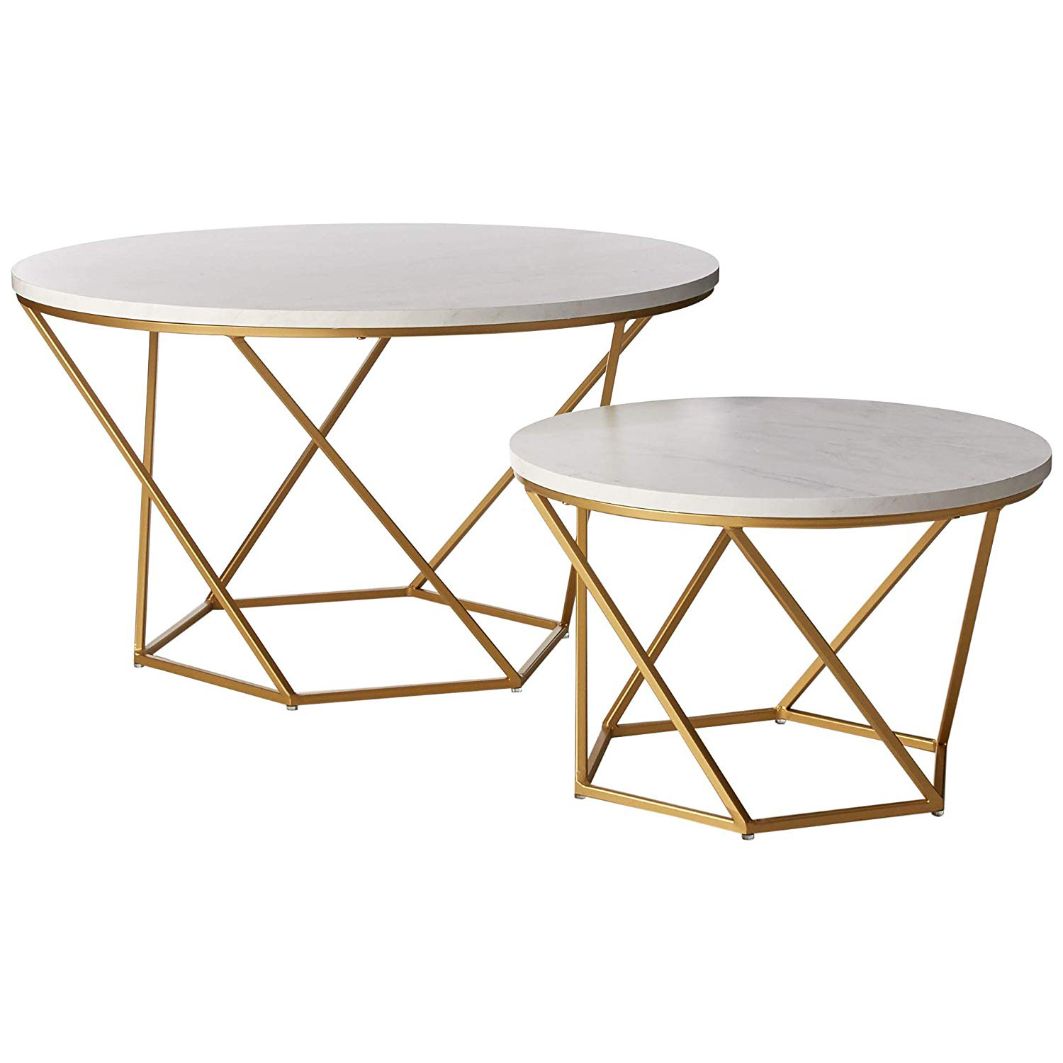 WE Furniture Geometric Glass Nesting Coffee Tables