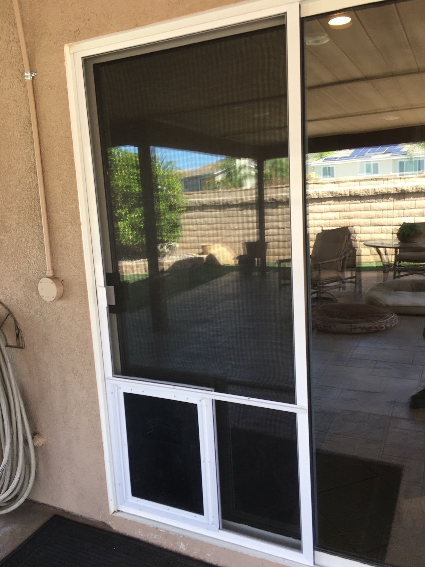 White Sliding Screen Pet Door — Murrieta, CA – Mobile