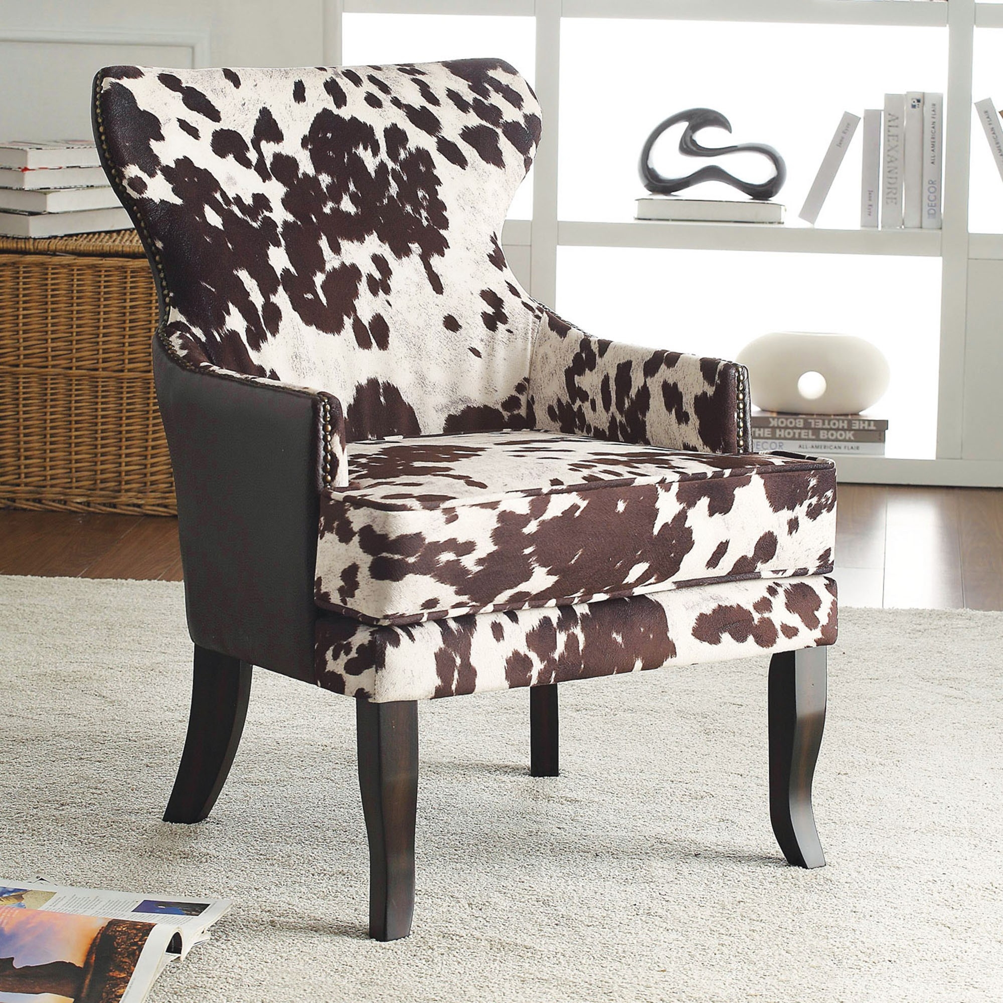 Worldwide Homefurnishings Faux Cow Hide Accent Chair ...