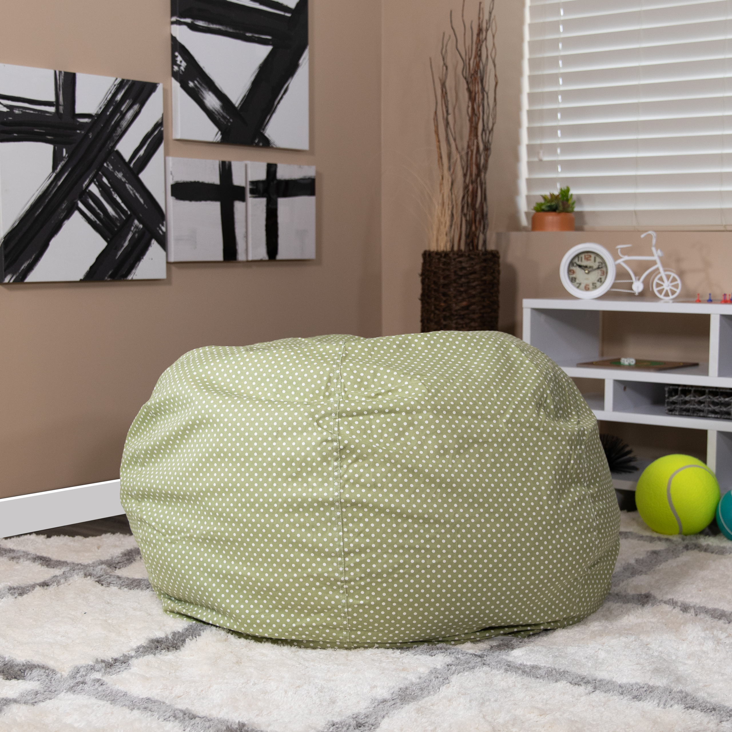 White Fabric Round Classic Bean Bag