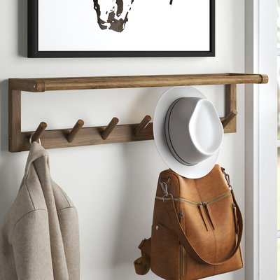 Wooden Wall Hooks Coat Scarf Bag Hanger Strong Self Adhesive Hat