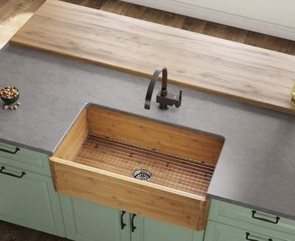 Bamboo Gloss Farmhouse Apron Kitchen Single Sink