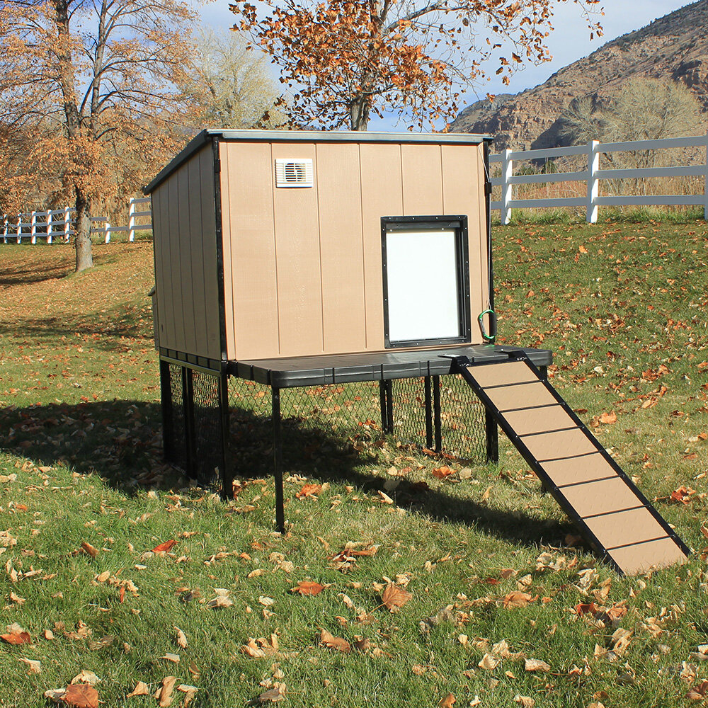 Beige Black Plastic Wood Metal Chicken Coop With Chicken Run