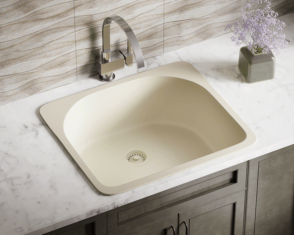 Beige Granite Composite Quartz Drop In Kitchen Sink
