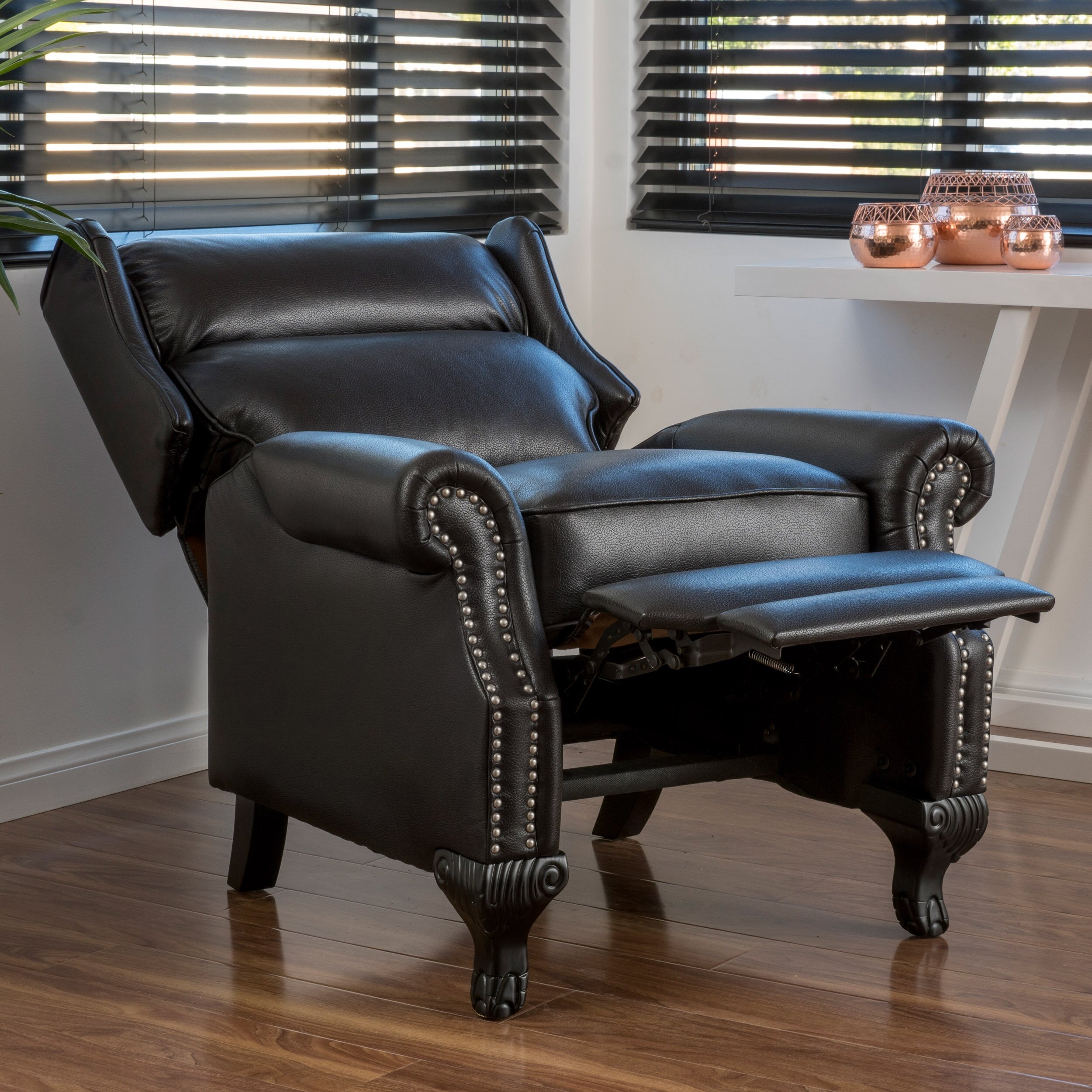 Black Berry Faux Leather Manual Recliner