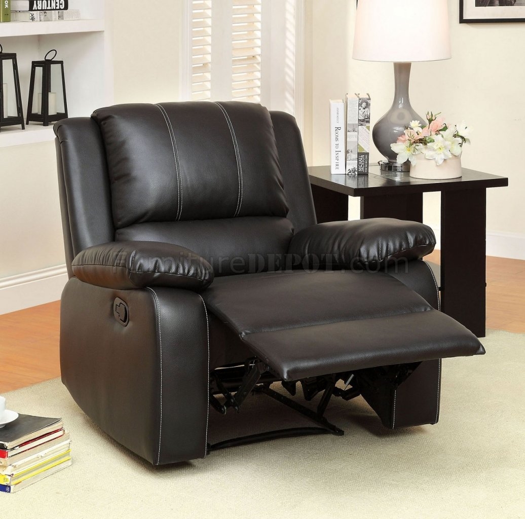 Black Bonded Faux Leather Manufactured Wood Manual Recline Rocker Recliner