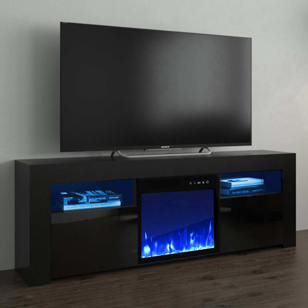 Black Manufactured Wood TV Stand