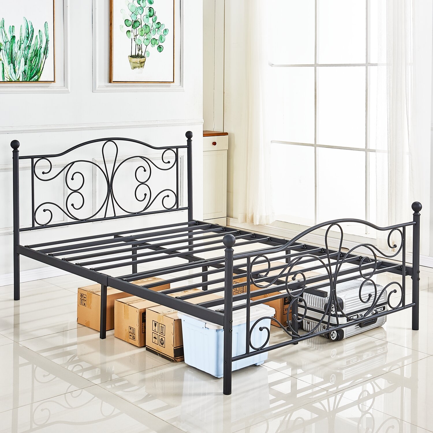 Black Metal Iron Platform Bed