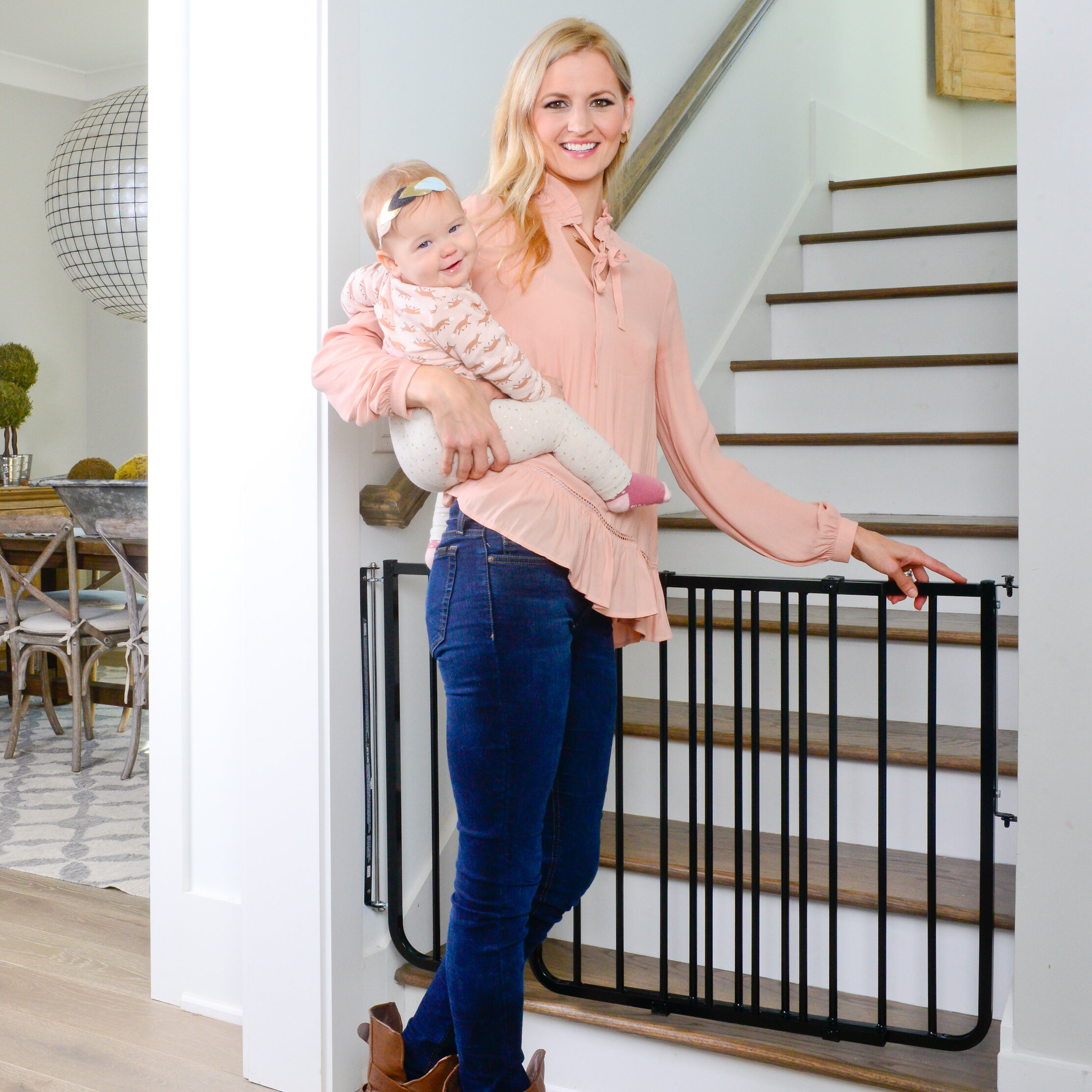 Black Metal Plastic Safety Gate