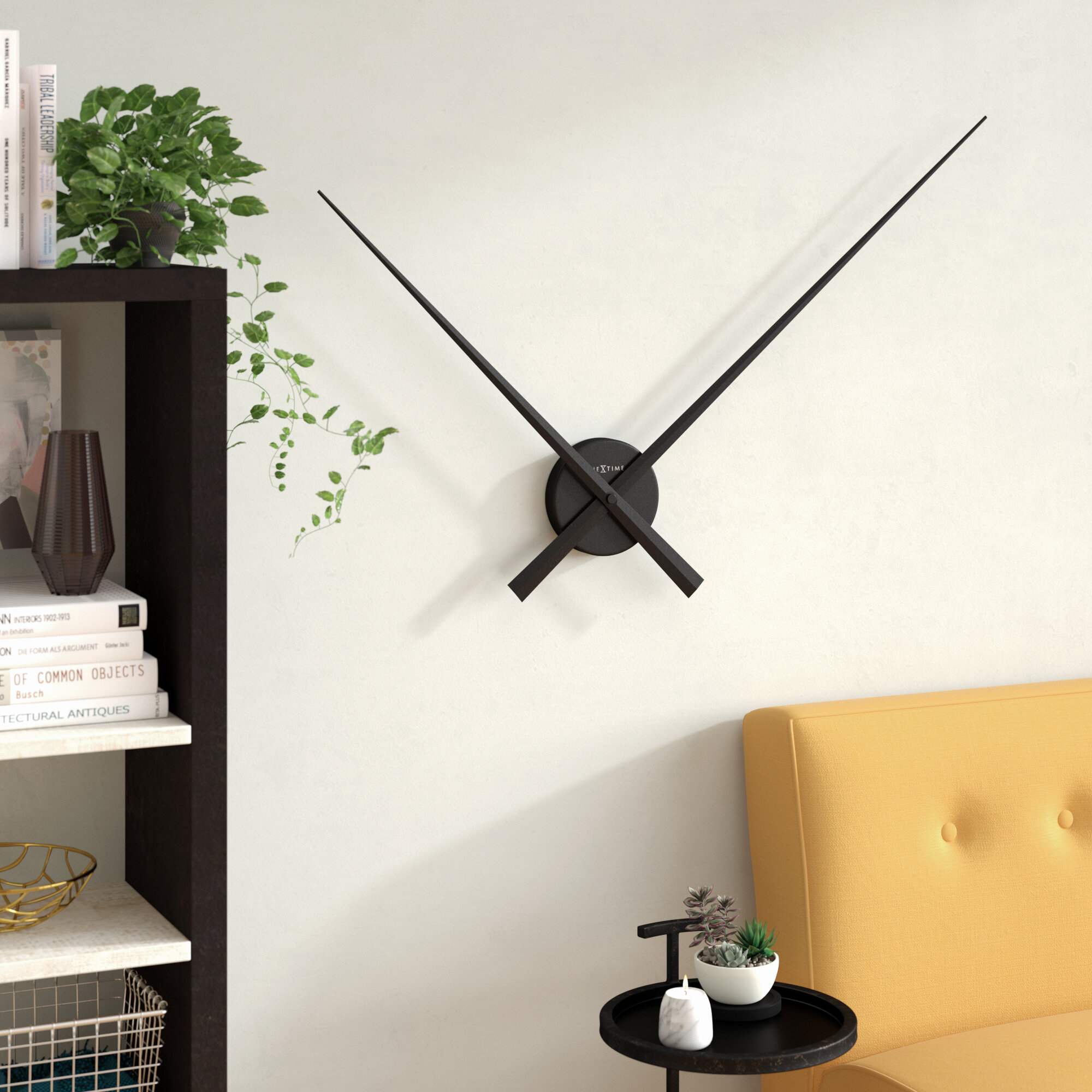 Walplus Black Clock Minimalistic Dots Design home decoration hallway living room 