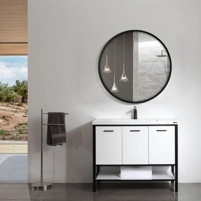 Black Metal Round Beveled Venetian Wall Mounted Mirror