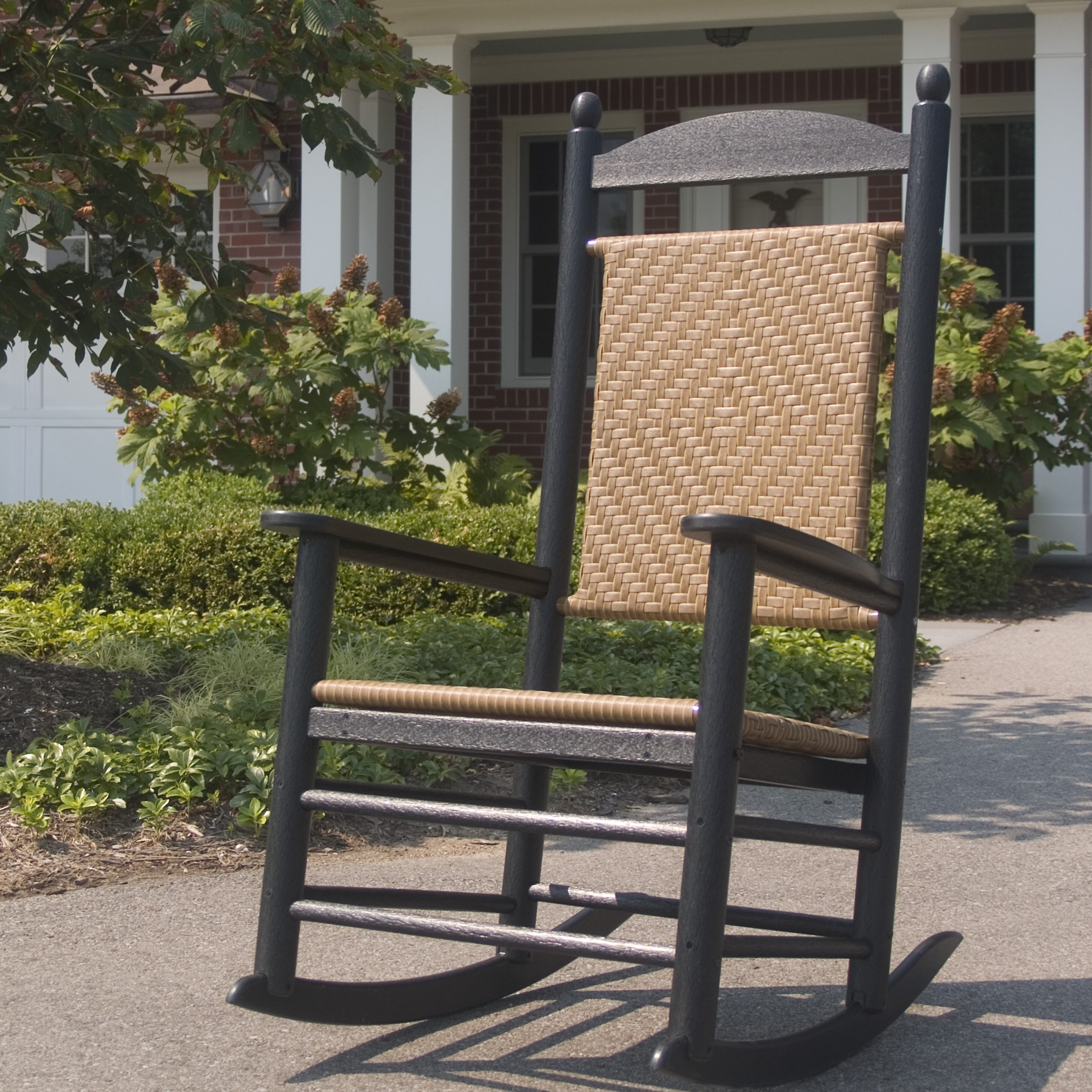 Black Plastic High Density Polyethlene Woven Rocking Chair