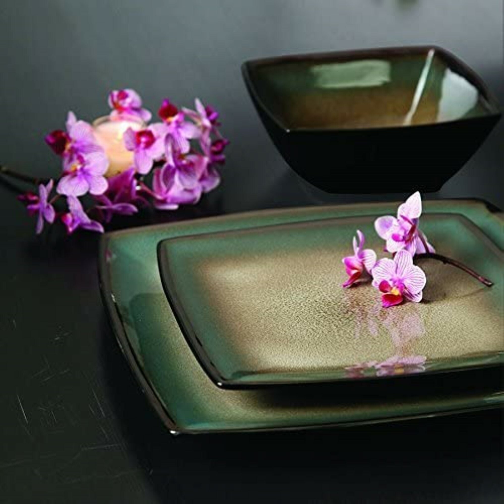 Brown Taupe Stoneware Dinnerware Set