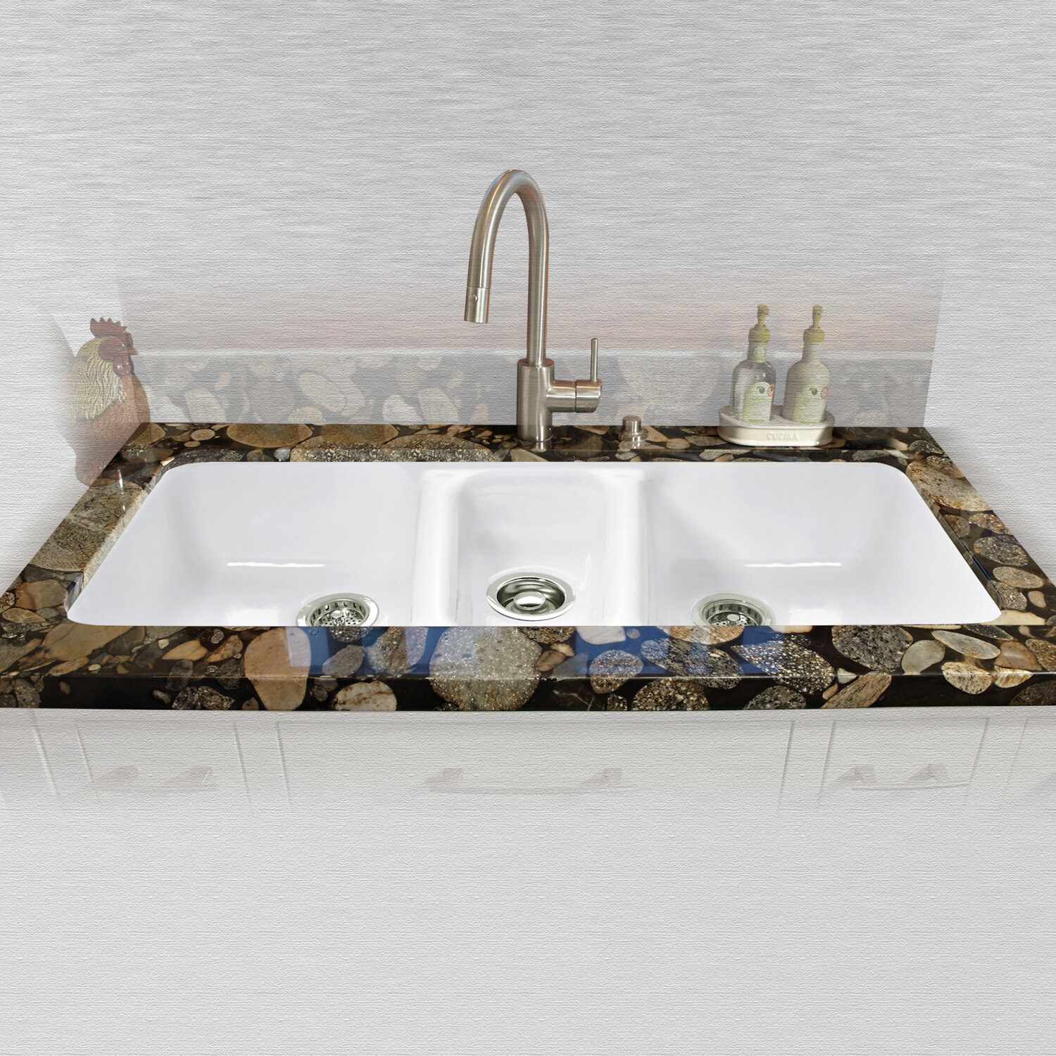 Cast Iron Triple Basin Undermount Kitchen Sink