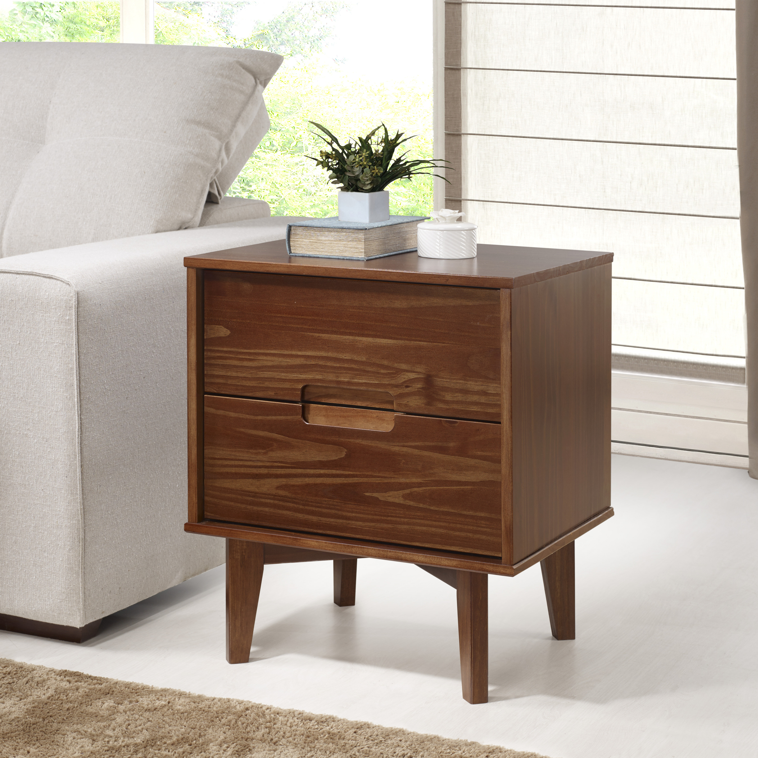 Cecille Groove Handle 2 Drawer Nightstand