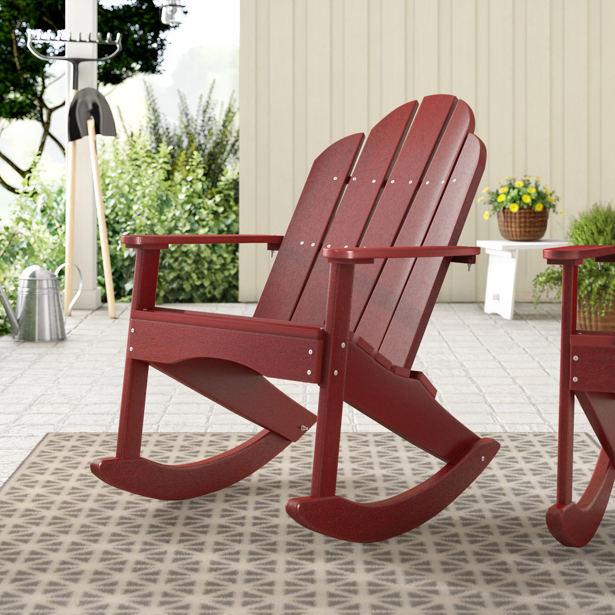 Cherry Wood Plastic Poly Lumber Adirondack Rocker Chair
