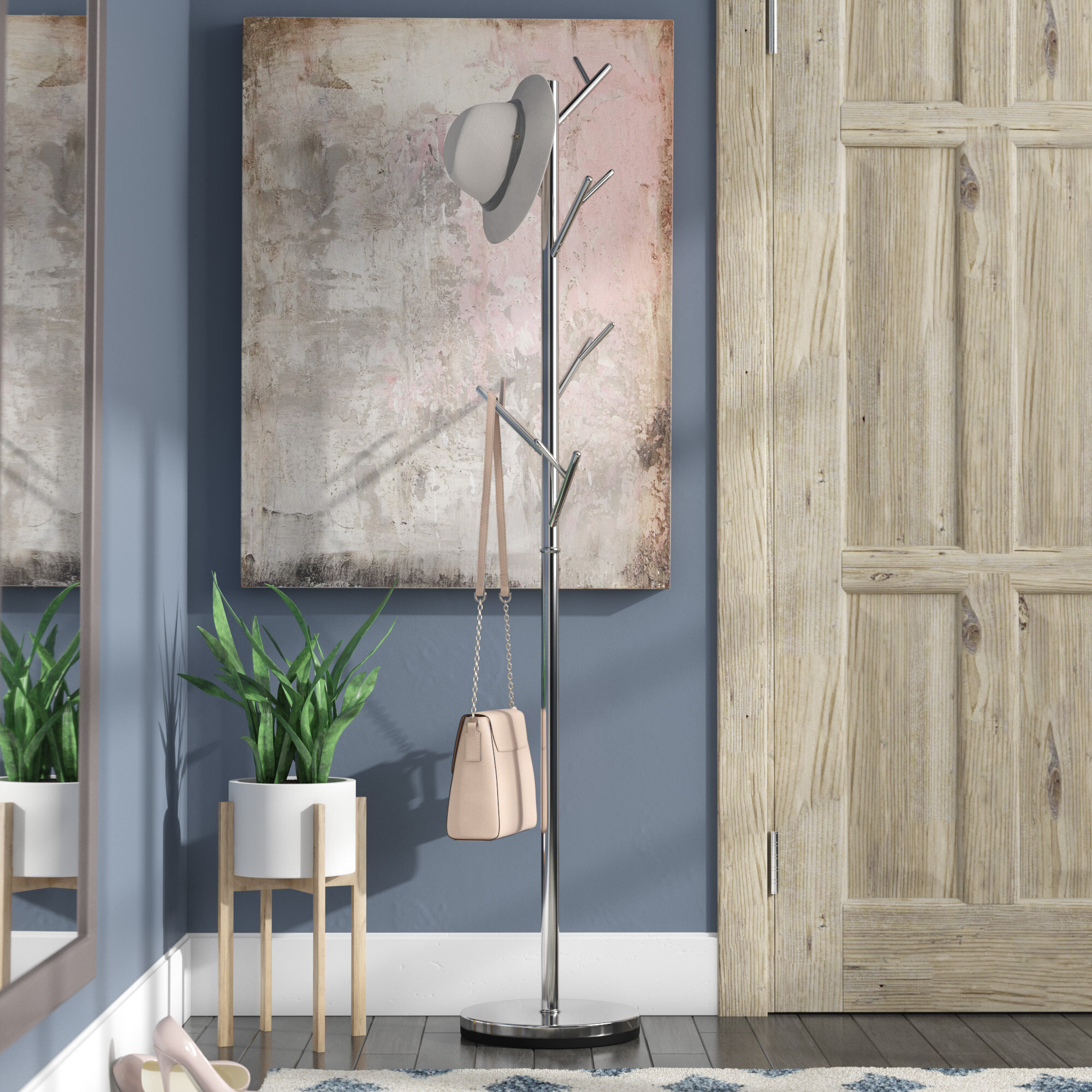 Chrome Freestanding Metal Coat Rack