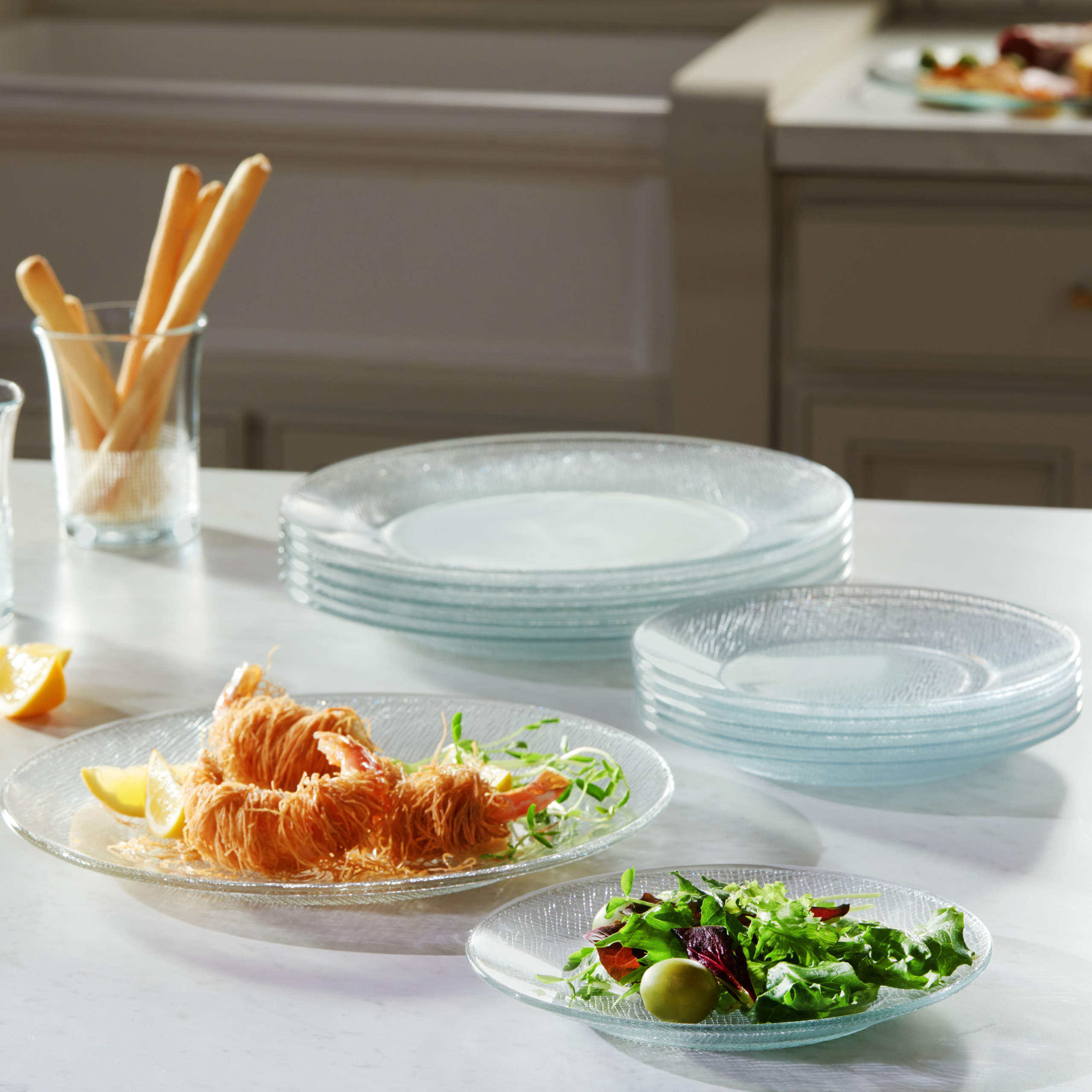 Clear Glass Round Dinnerware Set