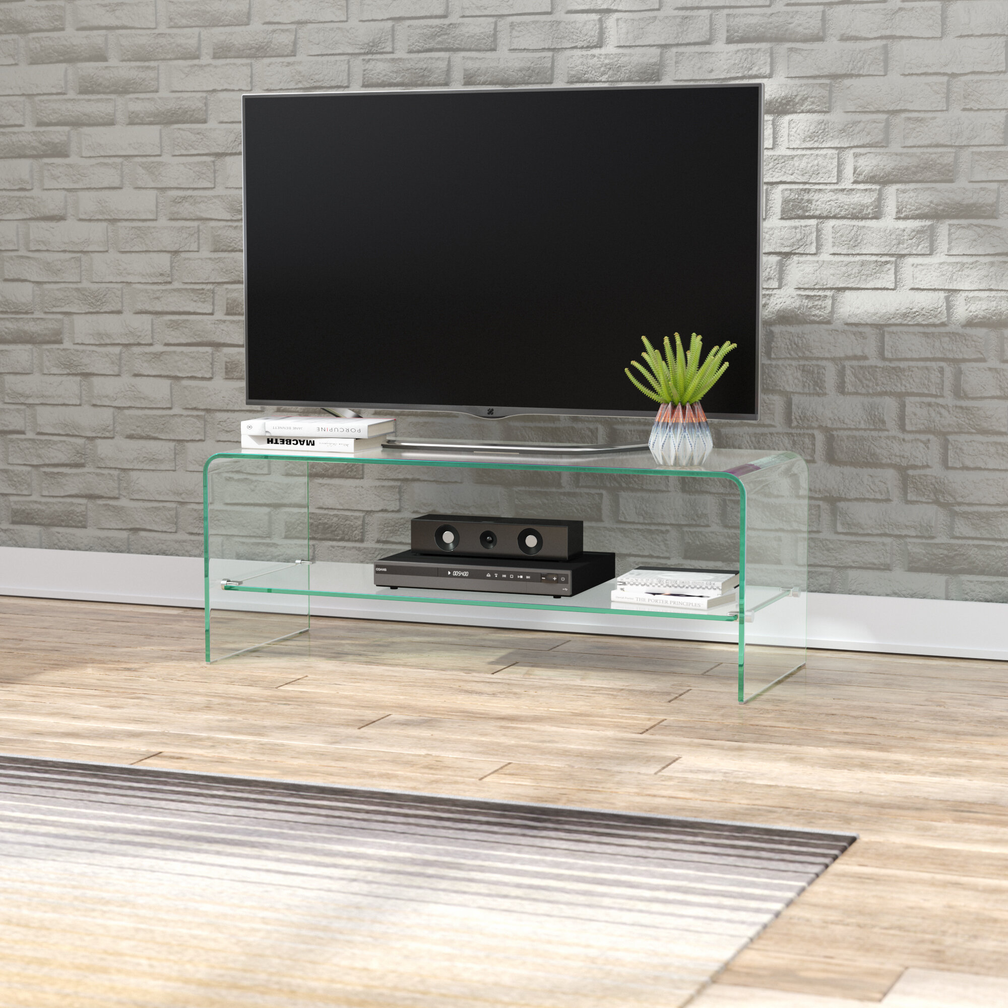 Clear Metal Glass Plastic TV Stand