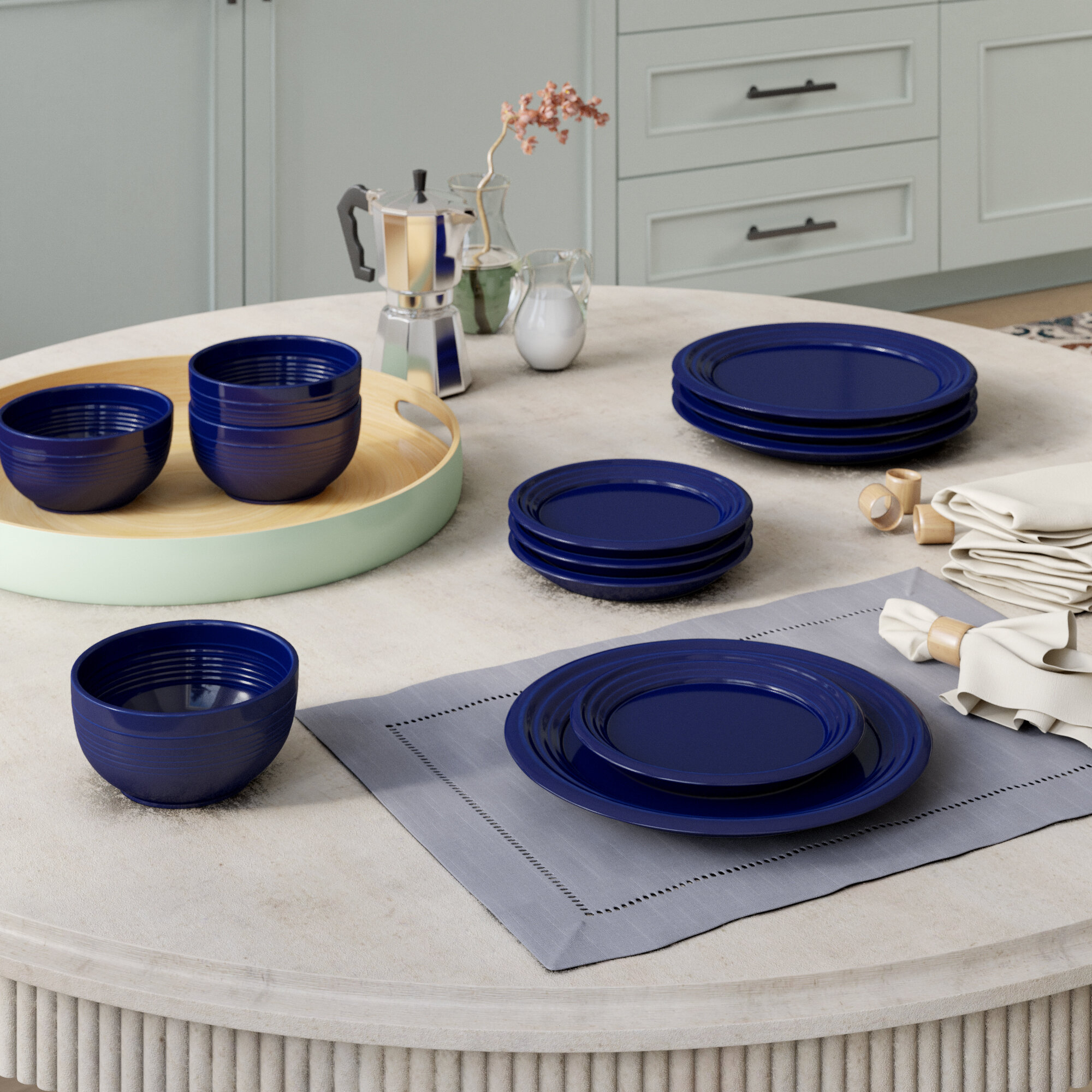Cobalt Blue Earthenware Dinnerware Set