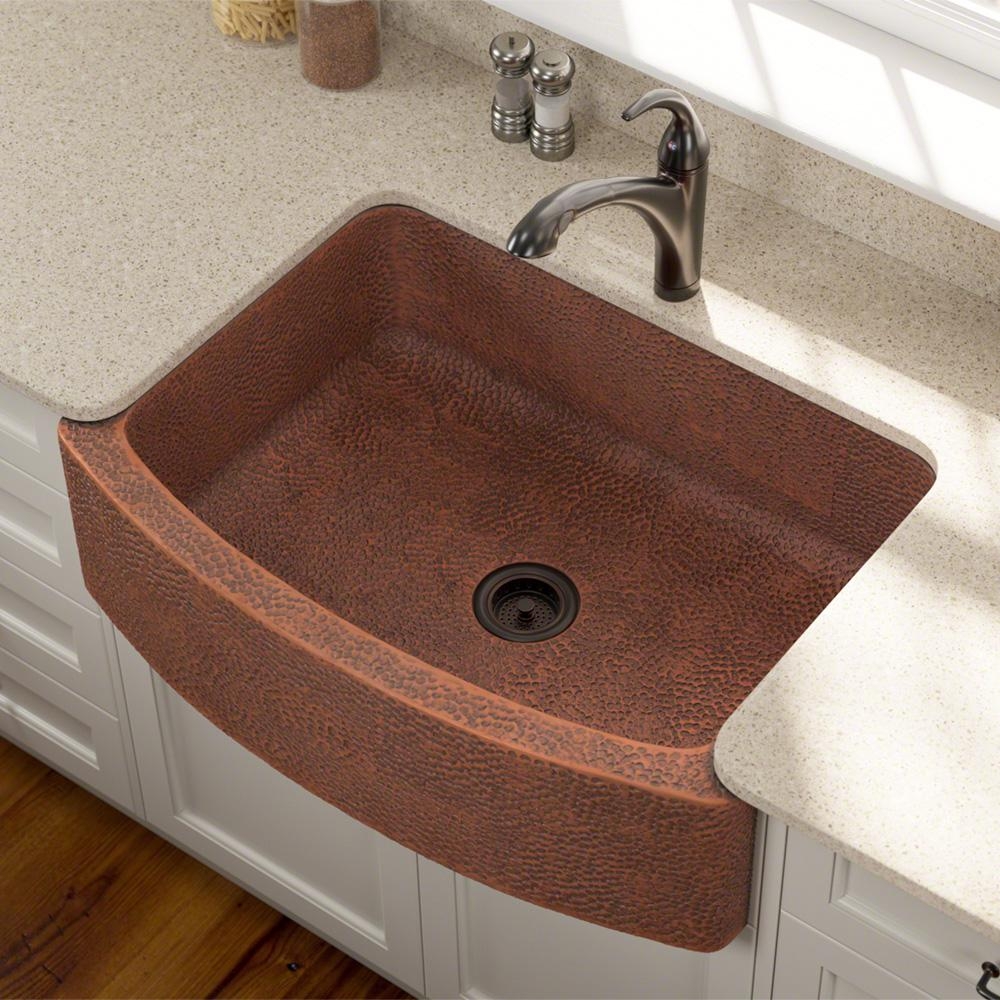 Copper Aging Patina Farmhouse Apron Kitchen Sink With Drain Assembly